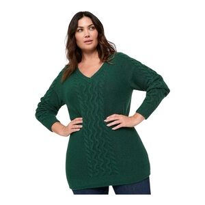 Lane Bryant Deep Green V-Neck Sweater 14/16